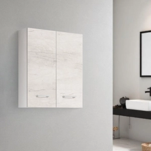 Doppelte Hängewand in Weißeiche mit verchromten Griffen 60x22xh71 cm