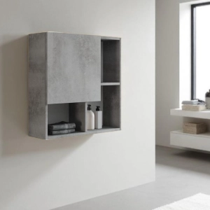 AURA Mehrzweck-Wandschrank mit Tür und offenen Fächern Cemento 70X70 cm