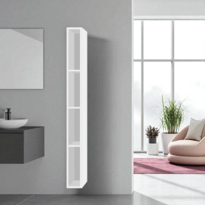 Hängesäule H160 mit 4 offenen Fächern in Glanzweiß