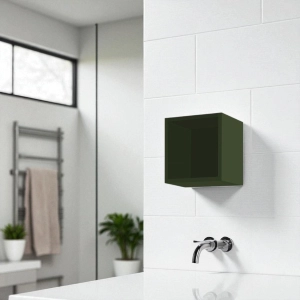 Hängendes Würfelwandelement mit offenem Fach in Mattgrün 30x30 cm