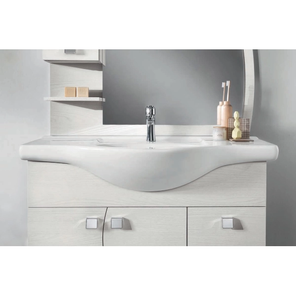 Espejo de baño con lámpara LED y mueble de pared ONDA 80 hombre blanco