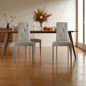 Silla de ecopiel con patas de madera JENNY Tortola Set de 2