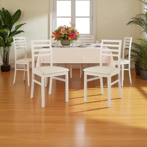 Silla de cocina de madera con asiento de cuero ecológico - Beige Tropea 2 sillas