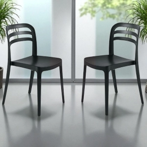 Stapelbarer Gartenstuhl aus Polypropylen - DJANGO schwarz 2 Stk