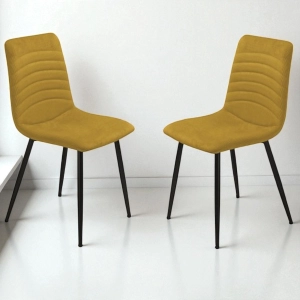 Padded chair in yellow cane fabric CANNETO 2 chairs