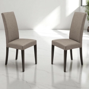 Chair in Caffèlatte fabric with wooden legs DENVER 2 chairs