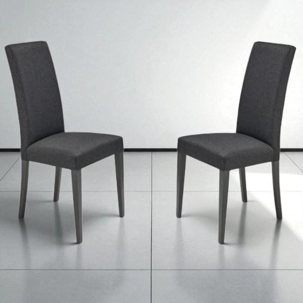Sedia in tessuto Antracite con gambe in legno DENVER 2 sedie