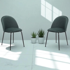 Küchenstuhl aus grünem Samt und schwarzen Metallbeinen – PARIS 2 Stühle