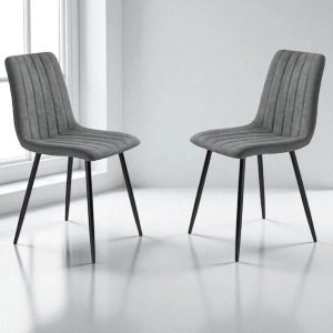Esszimmerstuhl aus Dunkelgrau Stoff mit schwarzen Metallbeinen - KOLE 2 Stühle