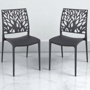 Stapelbarer Indoor- oder Outdoorstuhl Anthrazit - ALEA 2 Stühle