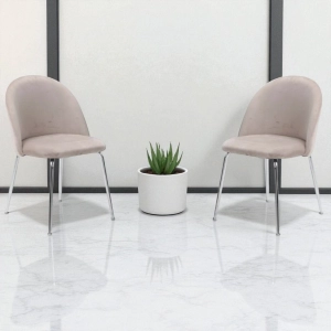 Tortora Samt-Esszimmerstuhl mit verchromten Metallbeinen – PARIS 2 Stühle