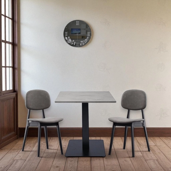 Tavolo pub ristorante bar quadrato 60x60 cm con piano laminato Cemento H 75