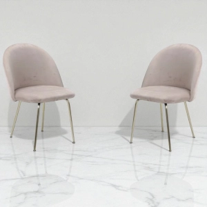 Sessel aus taubengrauem Samt mit goldenen Metallbeinen – PARIS 2 Stühle