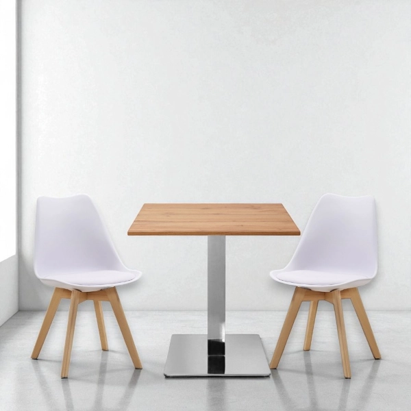 Sedia Kaira bianco con seduta ecopelle e gambe in legno - 4 pezzi