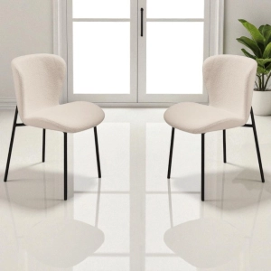 Padded chair in living room fabric White ABRAM 2 chairs