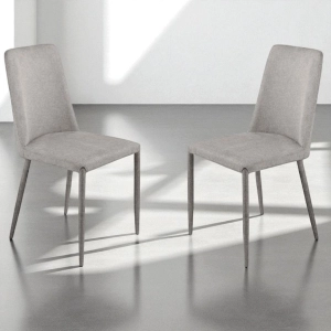 Padded chair in light gray fabric ETTORE 2 chairs
