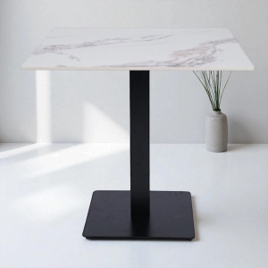 Tavolo bar pub ristorante quadrato 80x80 cm Top per esterno effetto Marmo oro venato H 75