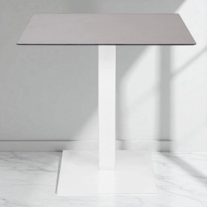 Tavolo bar pub ristorante da esterno 80x80 cm con base bianca e piano in HPL Cemento H 74