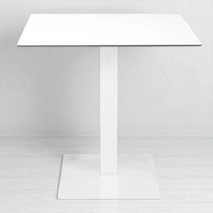 Tavolo bar pub ristorante da esterno 80x80 cm con base e piano in HPL Bianco H 74