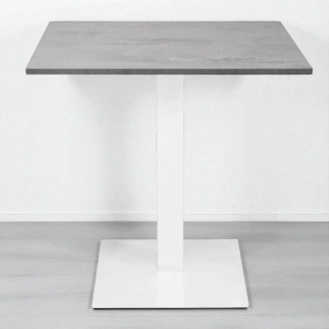 Tavolo bar ristorante 80x80 cm base bianca piano laminato Cemento H 75