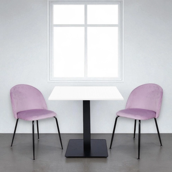 Chaise de salle à manger en velours Glicine pieds métal Noir - PARIS 2 chaises