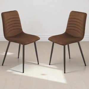 Padded chair in cane fabric Brown CANNETO 2 chairs