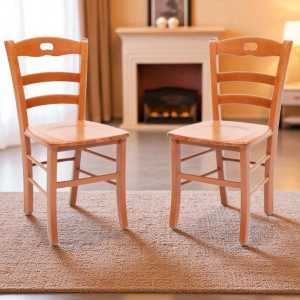 Küchenstuhl mit Holzsitz LOIRE Kirsche SET 2-TLG