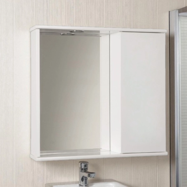 Espejo contenedor de 69 cm con puerta lisa y luz LED blanca brillo