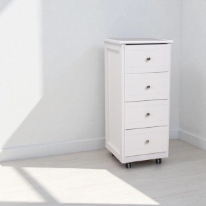 Carrello cassettiera GIADA Mini con piano in mattonelle e legno Bianco