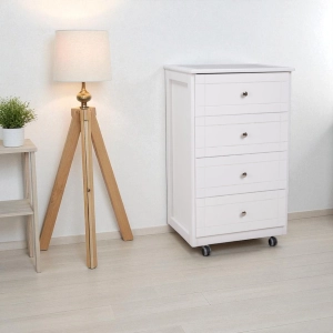 Giada chest of drawers cart with white ceramic tile top,WHITE