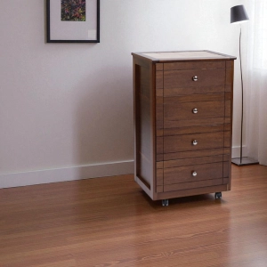 Giada chest of drawers cart with ceramic tile top,walnut