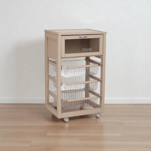 Carrello in legno portapane con cesti portafrutta LANDHELL Tortora