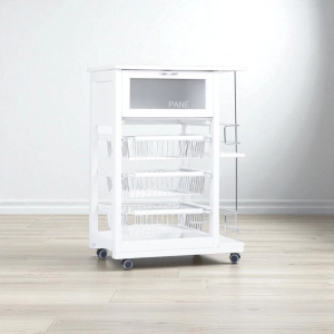 Bread trolley with bottle holder and fruit baskets White