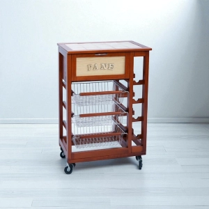 Fruit trolley with bread bin and bottle holder Cherry