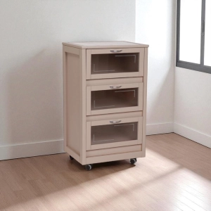 Carrello Mobiletto Tortora con ante a ribalta in vetro LANDHELL