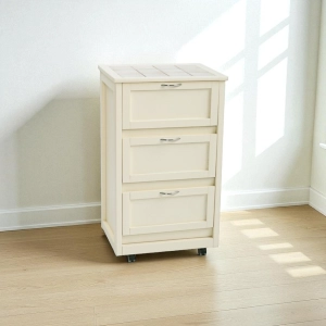 Ivory LANDHELL Mobile Trolley with Wooden Drop-Down Doors