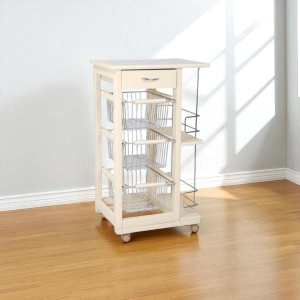 Carrello da cucina SLIM portafrutta con portabottiglie Avorio