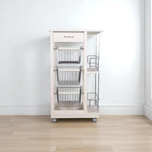 Carrello da cucina SLIM portafrutta con portabottiglie Bianco