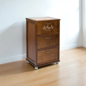 Cabinet cart with flap doors with tile top,WALNUT