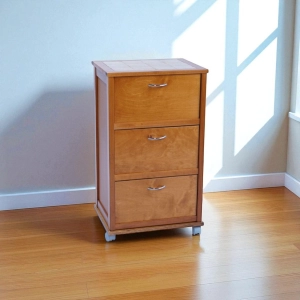 Cabinet cart with flap doors with tile top,oak wood