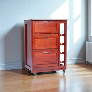 Cart with flap doors and wooden bottle holder,Cherry