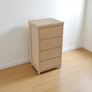 Carrello salvaspazio in legno faggio con cassetti LANDHELL Tortora