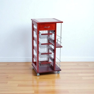 Space-saving trolley with fruit baskets and bottle holders Cherry