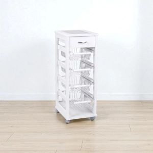 Carrello SALVASPAZIO portafrutta e cassetti LACCATO BIANCO