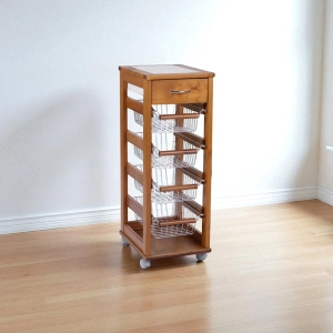 Carrello SALVASPAZIO portafrutta e cassetti ROVERE