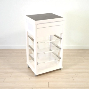 Carrello in legno Bianco con cesti portafrutta in policarbonato LANDHELL