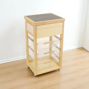 Carrello in legno Naturale con cesti portafrutta in policarbonato LANDHELL