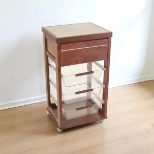 Carrello in legno Noce con cesti portafrutta in policarbonato LANDHELL