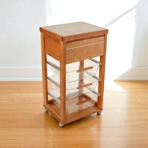 Carrello in legno Rovere con cesti portafrutta in policarbonato LANDHELL