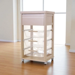 Carrello in legno Tortora con cesti portafrutta in policarbonato LANDHELL